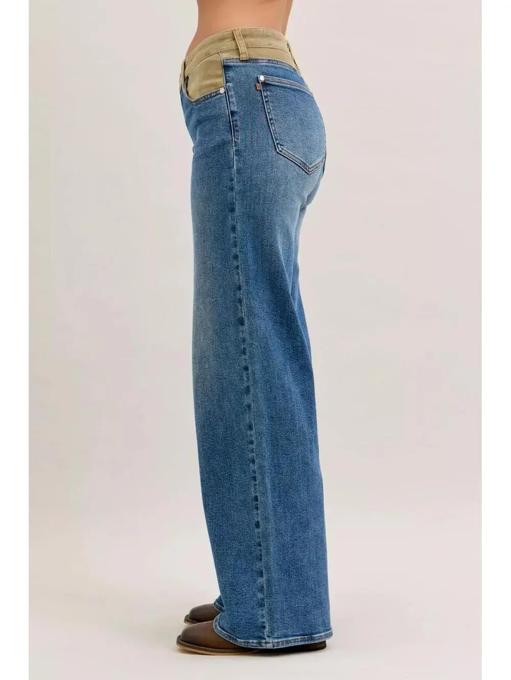 Judy Blue MR Column Straight Jeans with Corduroy Waist